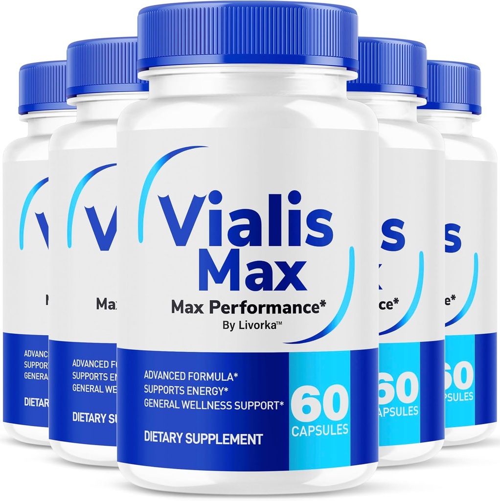 (5 Pack) Vialis Max piller til mænd - Officiel Vialis Max Premium mandlige støtte Formel for hurtig fungerende energi, Endurance og ydeevne, VialisMax kapsler Advanced Formel, 300 kapsler til 5 måneder