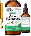 Wild & Organic Saw Palmetto Extract Drops - Urinary Support - Saw Palmetto til mænd og kvinder - Flydende Serenoa Repens Berries Supplement - Vegan, Sukker & Alkohol- Free - 2 fl oz