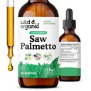 Wild & Organic Saw Palmetto Extract Drops - Urinary Support - Saw Palmetto til mænd og kvinder - Flydende Serenoa Repens Berries Supplement - Vegan, Sukker & Alkohol- Free - 2 fl oz