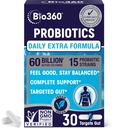 Ekstra styrke Probiotika til fordøjelse sundhed og immunforsvar, 60 milliarder CFU & 15 Stammer, Gut sundhed Probiotika til mænd og kvinder støtter lejlighedsvis obstipation, Diarré, Gas & Bloating, 30CT