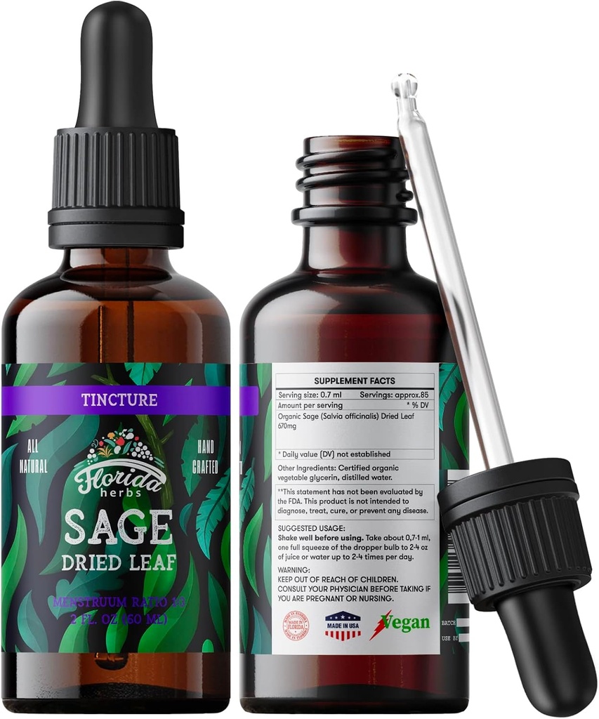 Sage Extract – Natural Dried Sage Supplement – Sage Herb (Salvia officinalis) – Organic Sage Herbal - None-GMO - Made in USA – 2 oz