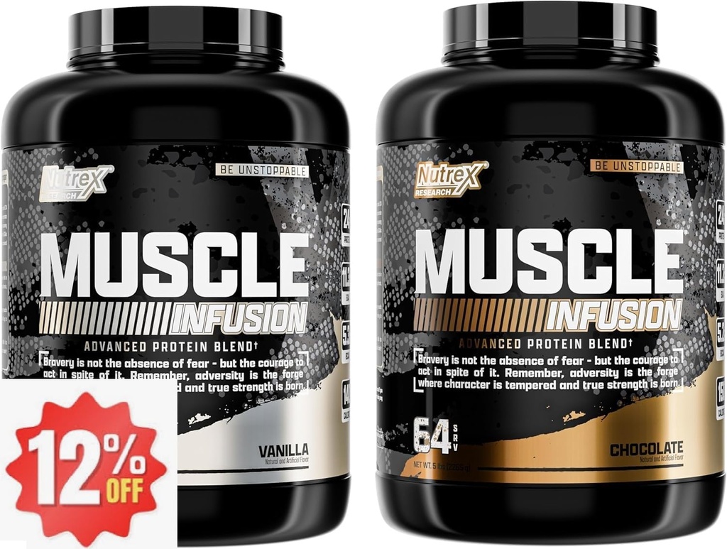 Bundle Whey Protein Powder, Vanilla og Chokolade Muscle Infusion Whey Isolere EAA & Hi BCAA for Muscle Gain - 5 Pounds - Muscle Builder for mænd og kvinder, Sport Nutrition, Lækker Smag & Texture