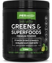 PEScience Green Powder Superfood med Natural Chlorophyll, Reishi & Tyrkiet Tail Mushroom Powders, Freeze- Tørret Kale, Spinat, Broccoli spirer, Lime Flavor, 30 Serveringer