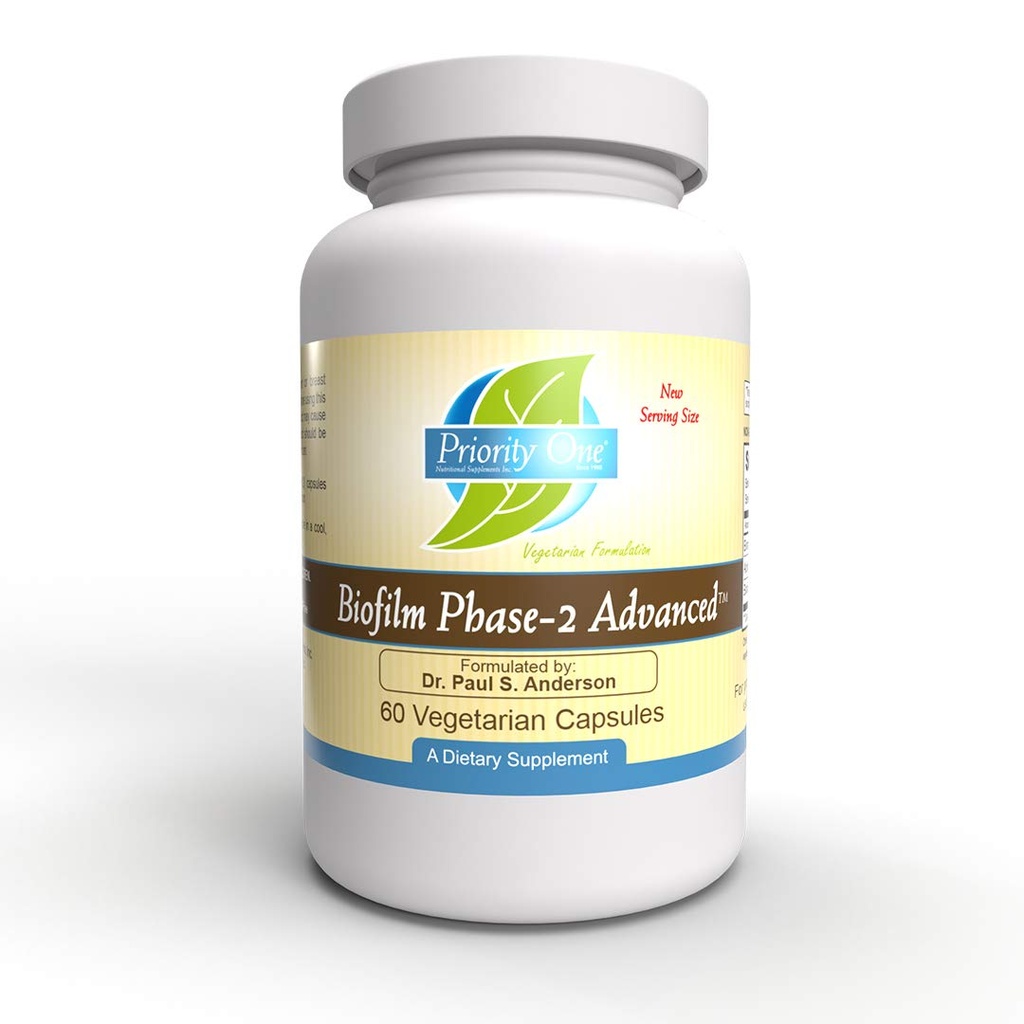Prioriteret 1 Vitaminer Biofilamenter Fase-2 Avancerede 60 Vegetariske Kapsler Eksklusivt formuleret af: Dr. Paul S. Anderson - Afbrydelse af Avancerede Biofilamenter *