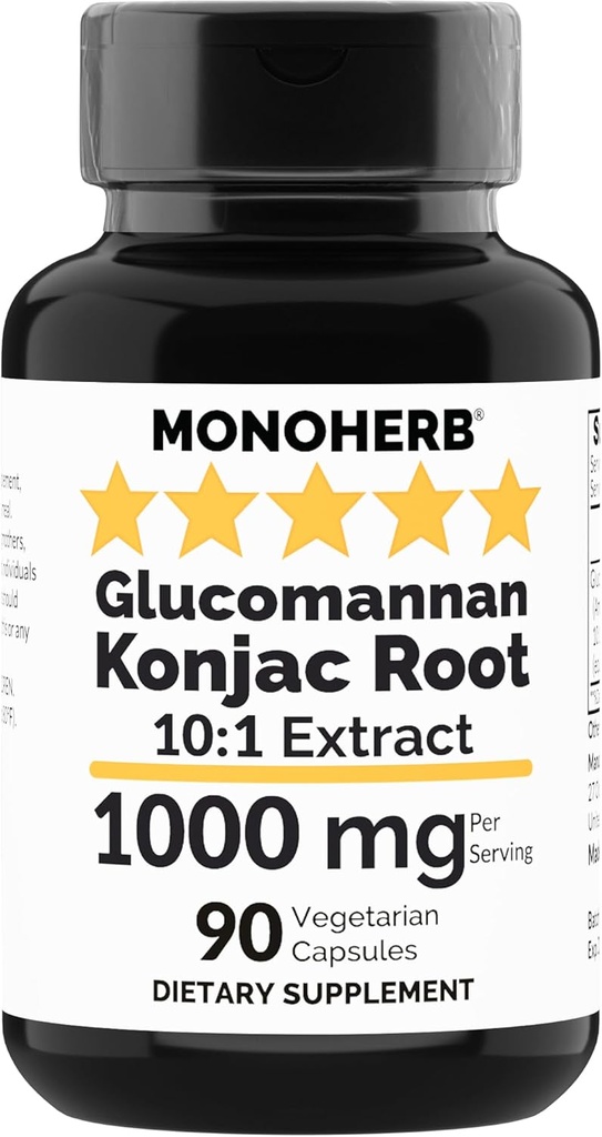 MONOHERB Amorphophallus konjac Radix Extract Glucomannan 1000 mg - 90 Vegetariske kapsler