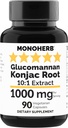 MONOHERB Amorphophallus konjac Radix Extract Glucomannan 1000 mg - 90 Vegetariske kapsler