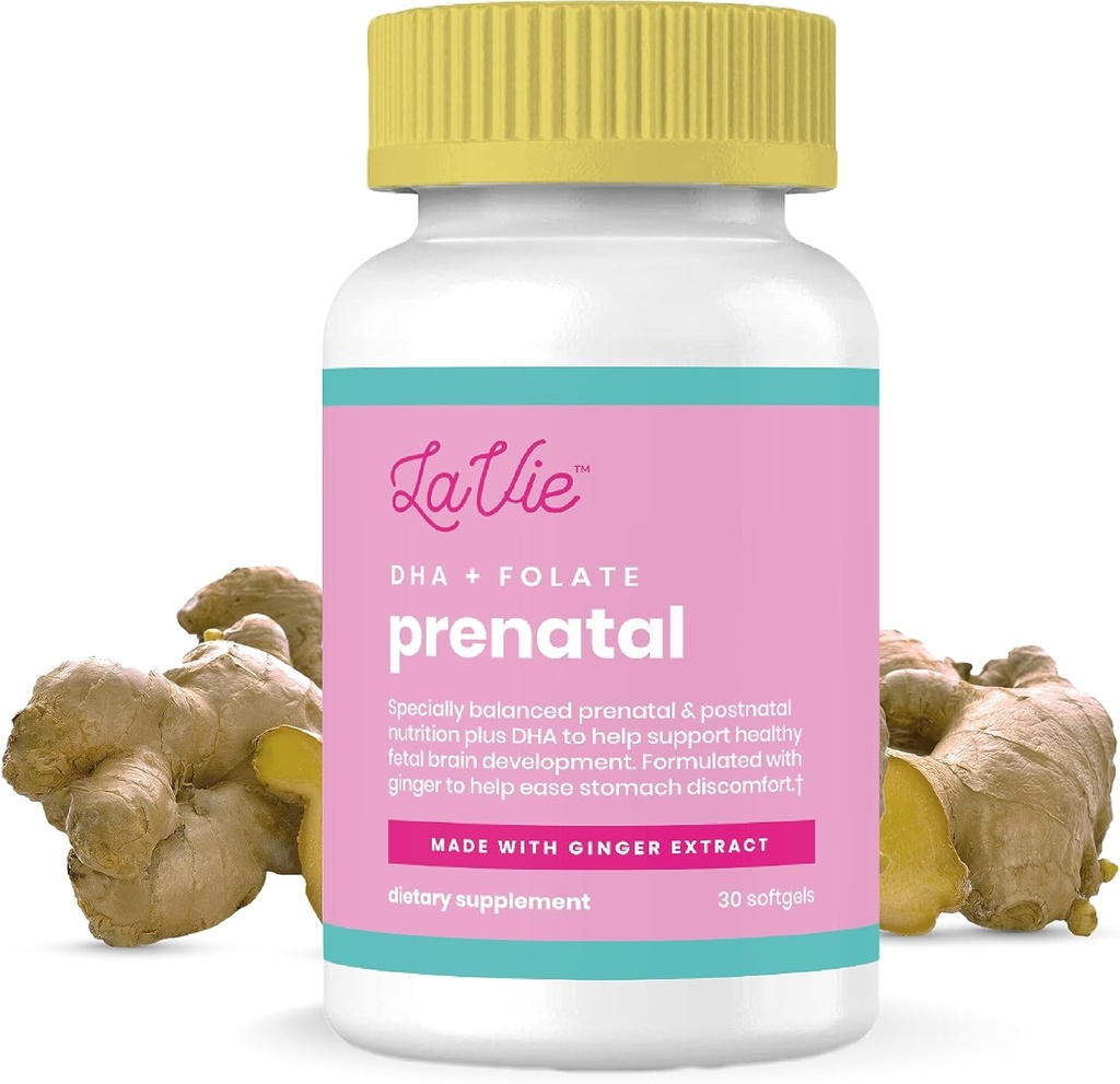 LaVie Prenatal Vitamin med Ingefær, DHA, Folinsyre, & Jern - Graviditet skal hugge for barnets hjerne & krop udvikling - non-GMO, Gluten- fri prenatals for kvinder (1 måned Tilgang)