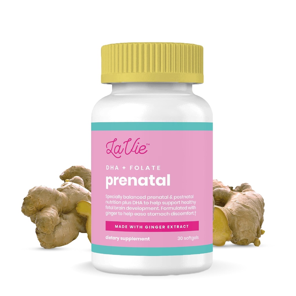 LaVie Prenatal Vitamin med Ingefær, DHA, Folinsyre, & Jern - Graviditet skal hugge for barnets hjerne & krop udvikling - non-GMO, Gluten- fri prenatals for kvinder (1 måned Tilgang)
