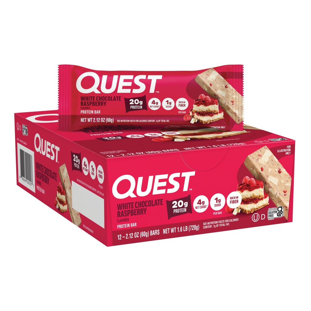 Quest Nutrition- High Protein, Lav Carb, Gluten Gratis, Keto Friendly, 12 Grev Hvid Chokolade Hindbær