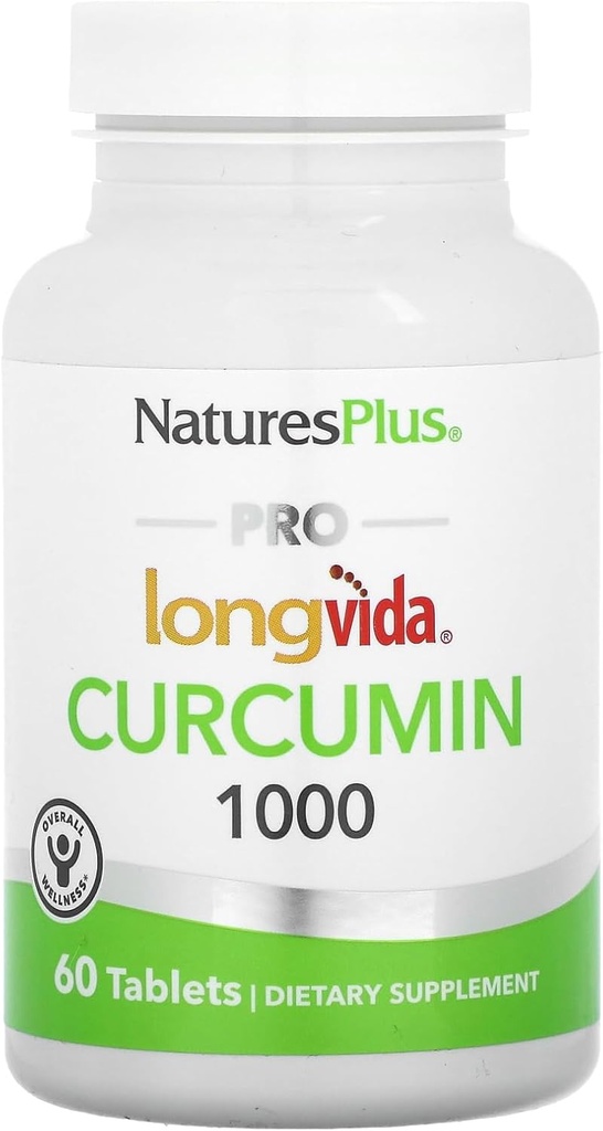 NaturePlus PRO Longvida Curcumin 1000 mg - 60 tabletter - fremmer sund gratis radikal beskyttelse - non-GMO, Vegan & Gluten Free - 60 Serveringer