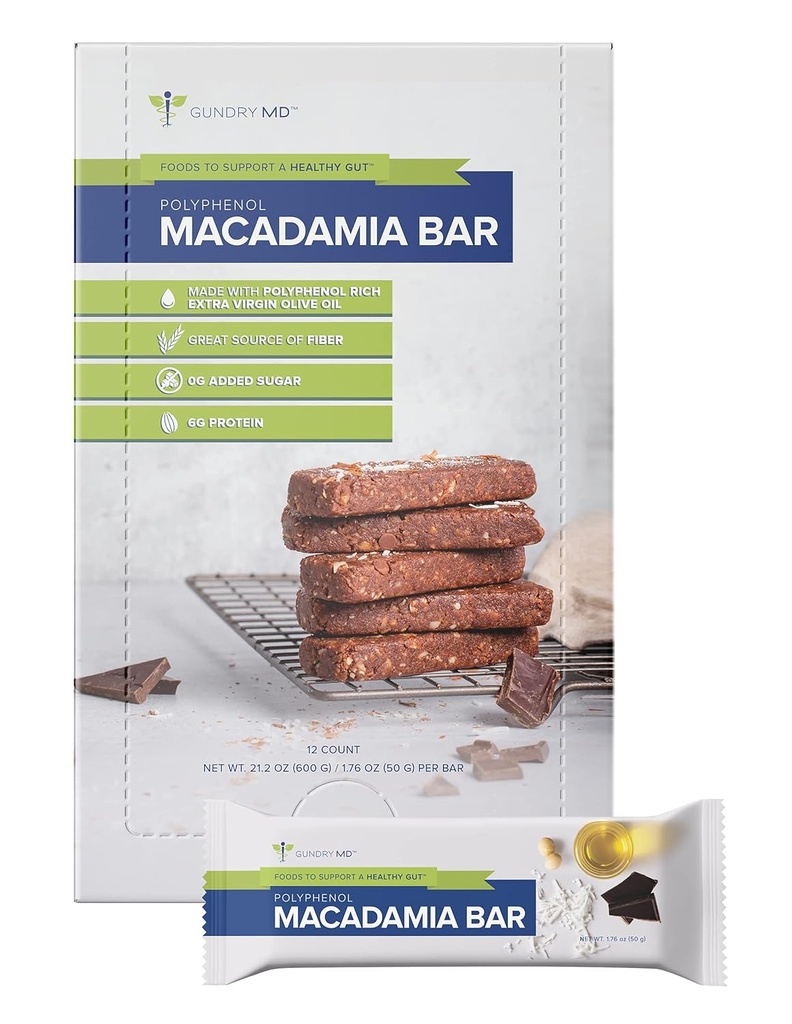 Gündry MD Polyphenol Rich Macadamia Nut Bars, 12 Pack