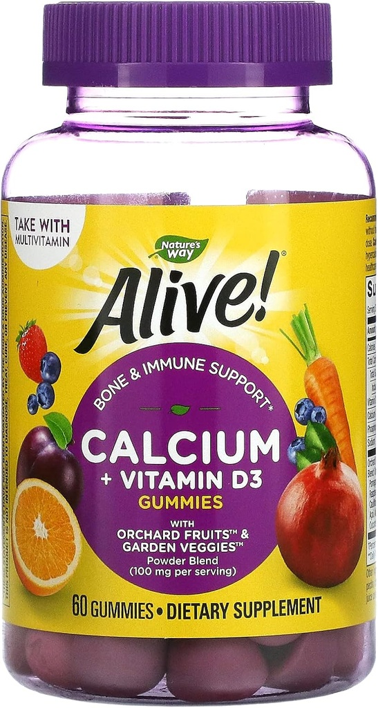 NATURALYSE! Calcium Plus D Gummies, 100 mg, 60 CT