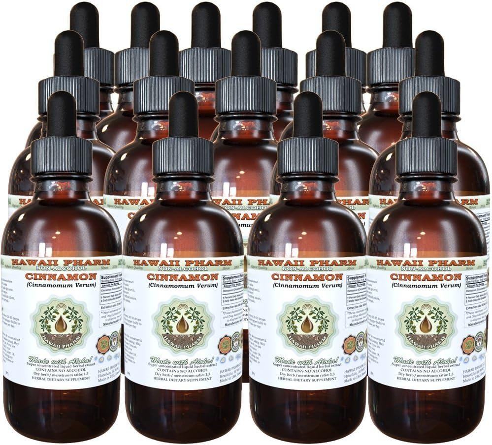 Kanel Alkohol- Free Liquid Extract, Kanel (Cinnamomum Verum) Tørret Bark Glycerit Hawaii Pharm Natural Herbal Supplement 15x4 oz