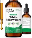 Wild & Organic White Willow Bark Extract Liquid Drops - Total Well- Being Supplement - 500 mg White Willow Bark Herb Tinktur - Ingen alkohol & sukker, Non- GMO - 2 fl oz