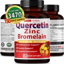 Premium High Renhed Quercetin 98% med Bromelain kapsler for maksimal potens med grøn te Ashwagandha - Understøtter den samlede sundhedsstyrke energi - 150 dages forsyning