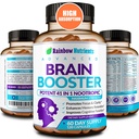 40- in-1 Brain Booster Kosttilskud til hukommelse, fokus, Klarhed, energi, ydeevne, 124; Natural Nootrop Brain Support Supplement med DMAE, Bacopa Monnieri & mere 124; for mænd og kvinder 124; 120 V kapsler