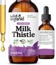 Wild & Organic Milk Thistle Extract Drops - Lever Cleanse Support - Milk Thistle Lever Detox Tincture - Silymarin Supplement - Silybum Marianum Frø - Vegan, Sukker & Alkohol- Free - 2 fl oz