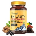 Himalayan Shilajit- Kompleks med Ashwagandha, Mace, Gokshura, Cinnamon & Piperine Budd124; Energi, Vitality & 85 + Trace Minerals, Shilajit til mænd, Shilajit til kvinder, Regelmæssig dosis - 150 kapsler