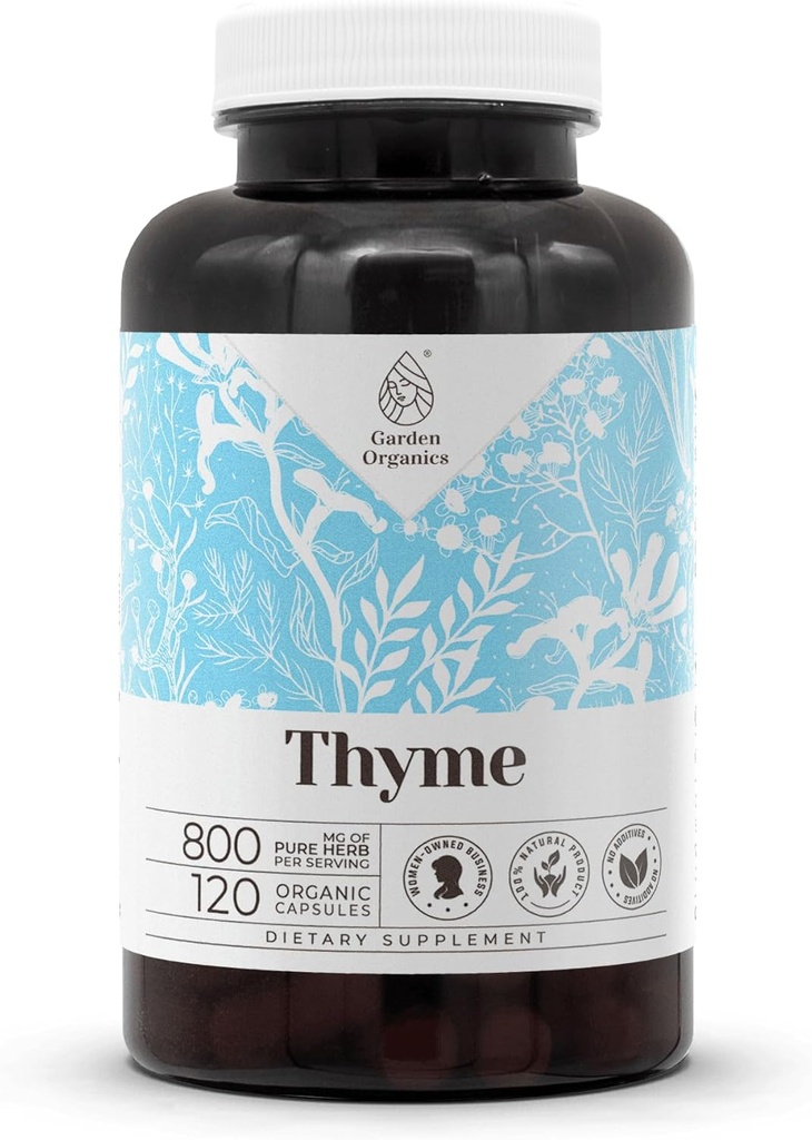 Timian 120 Capsules Name 124; High- Potency Herbal Kosttilskud # 124; Lavet med vegetabilske kapsler og Timian (Thymus Vulgaris) Tørret Leaf (120 Tæl)