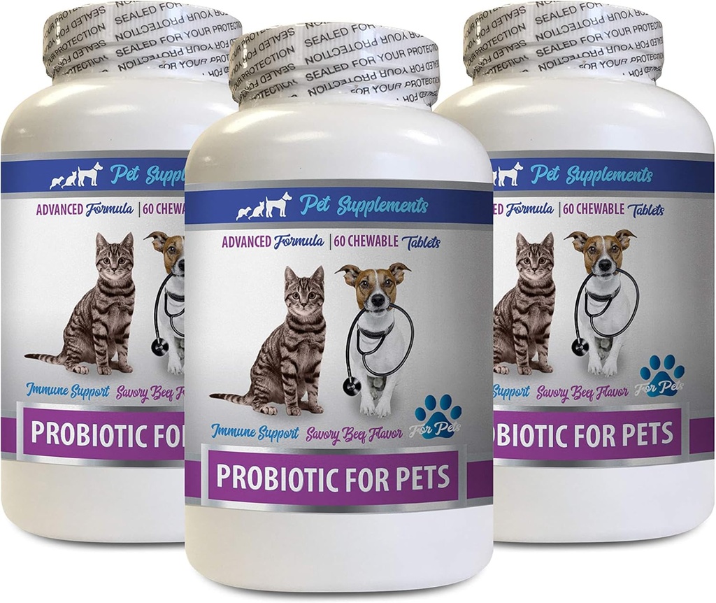 Katte Bad Breature Home Remedy - PROBIOTICS for kæledyr - Hunde Katte - Bad Gas og åndedræt Treatings - Avanceret immunboost - kat fordøjelsesstøtte - 3 flasker (180 Treatles)