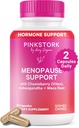 Pink Stork Menopause Støtte til kvinder - Hot Flash, Mood, Sove, Vægt, Cortisol & Hormonal Balance - Vegan, Estrogen- Free Perimenopause Relief - Ashwagandha, Maca - 60 Kapsler