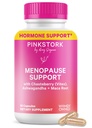 Pink Stork Menopause Støtte til kvinder - Hot Flash, Mood, Sove, Vægt, Cortisol & Hormonal Balance - Vegan, Estrogen- Free Perimenopause Relief - Ashwagandha, Maca - 60 Kapsler