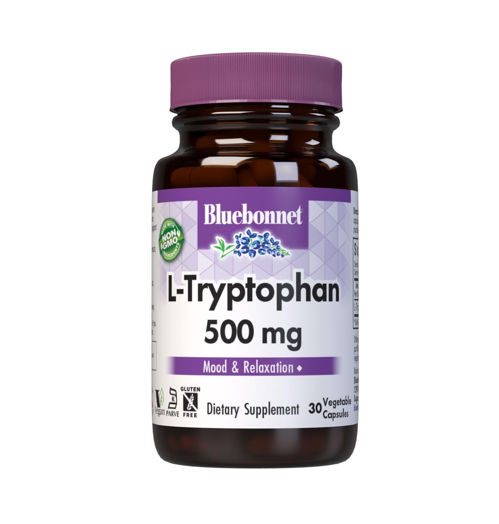 BlueBonnet L- Tryptophan 500 mg Vitamin kapsler, 30 Tæl