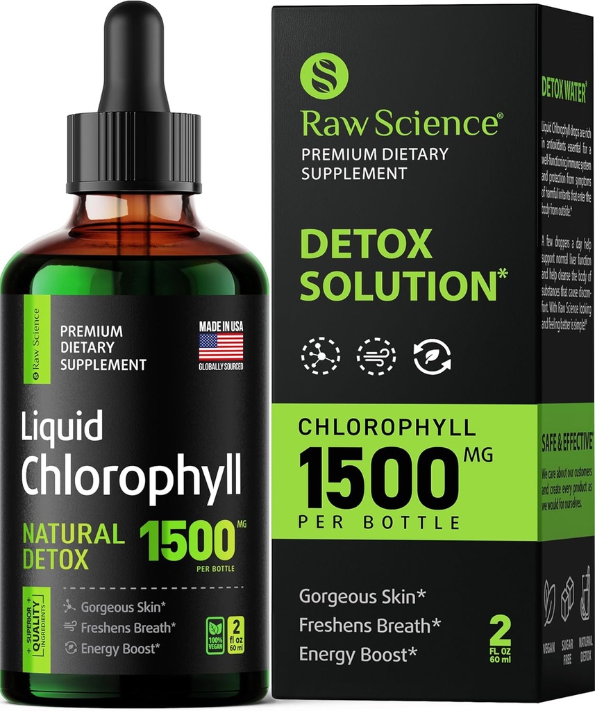 Chlorophyll Liquid Drops - Body Deodorizing Supplement, Natural Energy Boost, Organic Chlorophyll Hurtig Absorbing Vegan Liquid Chlorophyll - Boost Oxygen & Intern Deodorant, Detox Liquid Oxygen Drops