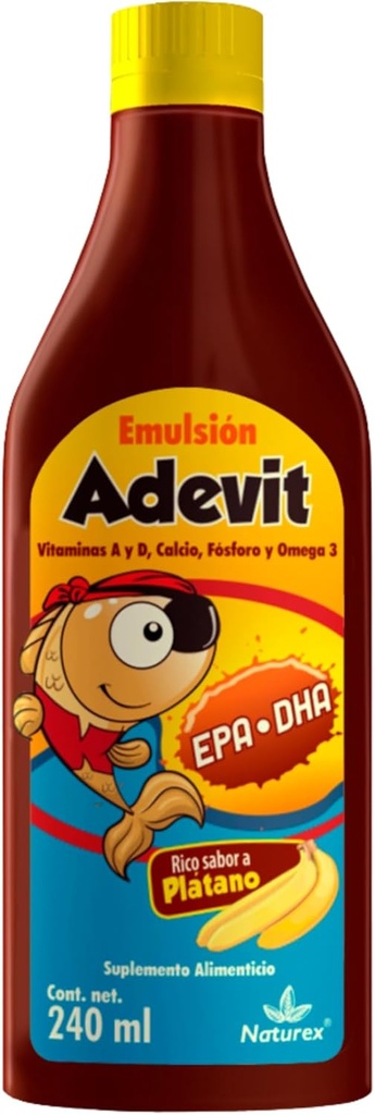 EMULSION ADEVIT ACEITE HIGADO DE BACALAO 240ml Banan Flavor / COD leverolie