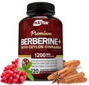 NutriFlair Premium Berberine HCL 1200mg, 120 kapsler - Plus Pure True Ceylon kanel, Berberine HCI Root Supplements Pills - immunsystem - giver en optimal 8% HCl