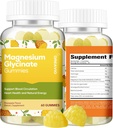 60 Count Magnesium Glycinate Gummies 400mg w/Ashwagandha Supplement - Sugar Free Zinc Magnesium Glycinate Supplement Ashwagandha Gummies for Adults Pineapple Flavor