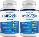Triple Strength Pharmaceutical Grade Fish Oil 2750mg - Vitamin D3 50mcg - 1500mg EPA - 680mg DHA - Heart - Cholesterol - LDL - HDL - Ingen Burps eller Heartburn - Høj koncentration - 90 Servering