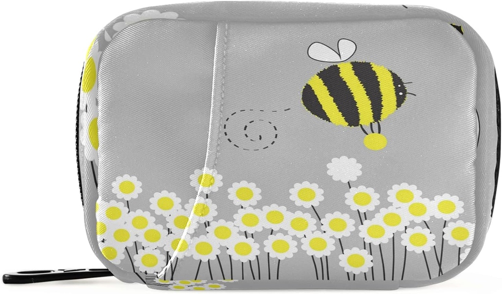 Cartoon Daisy Bee Pill Box 7 Day Pill Case Rejser Pill Organizer Bag med lynlås Portable ugentlige sag Kompakt størrelse for Vitamin Supplement Holder