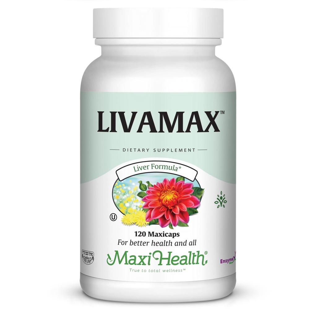 Maxi Health Livamax - Leverformel - med mælk tidsel og mælkebøtte rod - 120 kapsler - Kosher
