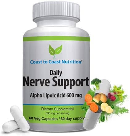Nerve Support - Avanceret nerve Relief med Alpha Lipoic Acid 650 mg - Nerve Vitaminer til lette hænder, ben og fodposer - 60 kapsler / 30 dages forsyning