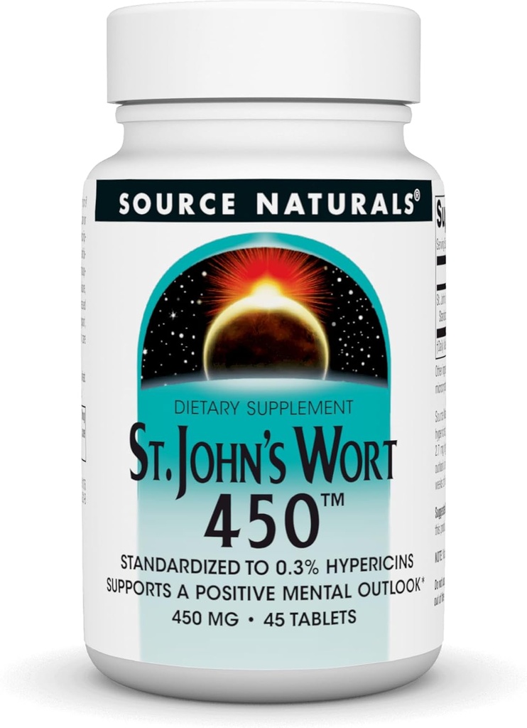 Source Naturals St. John 's Wort 450 mg understøtter en positiv mental Outlook - 45 tabletter