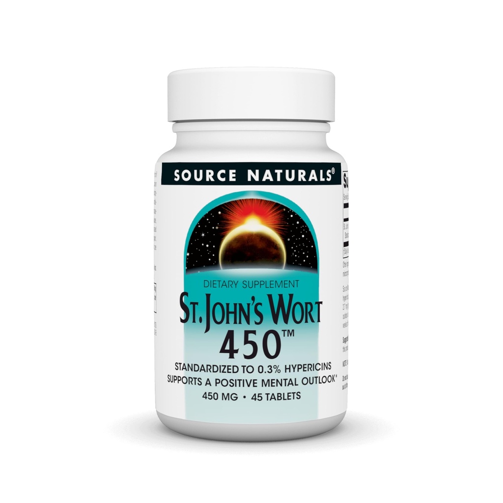 Source Naturals St. John 's Wort 450 mg understøtter en positiv mental Outlook - 45 tabletter