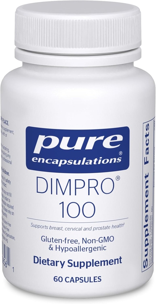 Pure indkapslinger DIMPRO 100 - Diindolylmethan Supplement - for bryst, cervikal og prostata sundhed - Gluten Free & Vegan - 60 kapsler