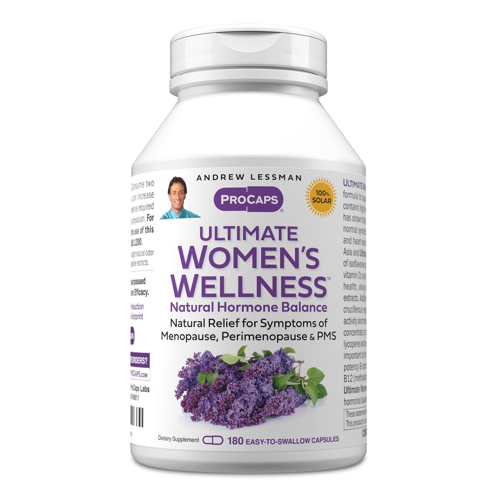 ANDREW LESSMAN Ultimate Women’s Wellness 180 Capsules - Naturally Relieves Menopause Symptoms, PMS, Perimenopause with Soy Isoflavones, EGCG, Cranberry, Indole-3-Carbinol. Easy to Swallow Capsules