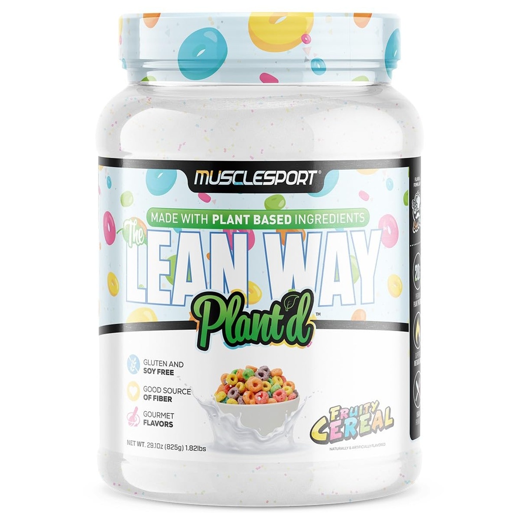 Musclesport Lean Way Plant Protein - Pea Protein og Brown Rice Protein Blend, med tilføjet CLA, MCT og L- Carnitin - 20 Servere (Fruity cereal)