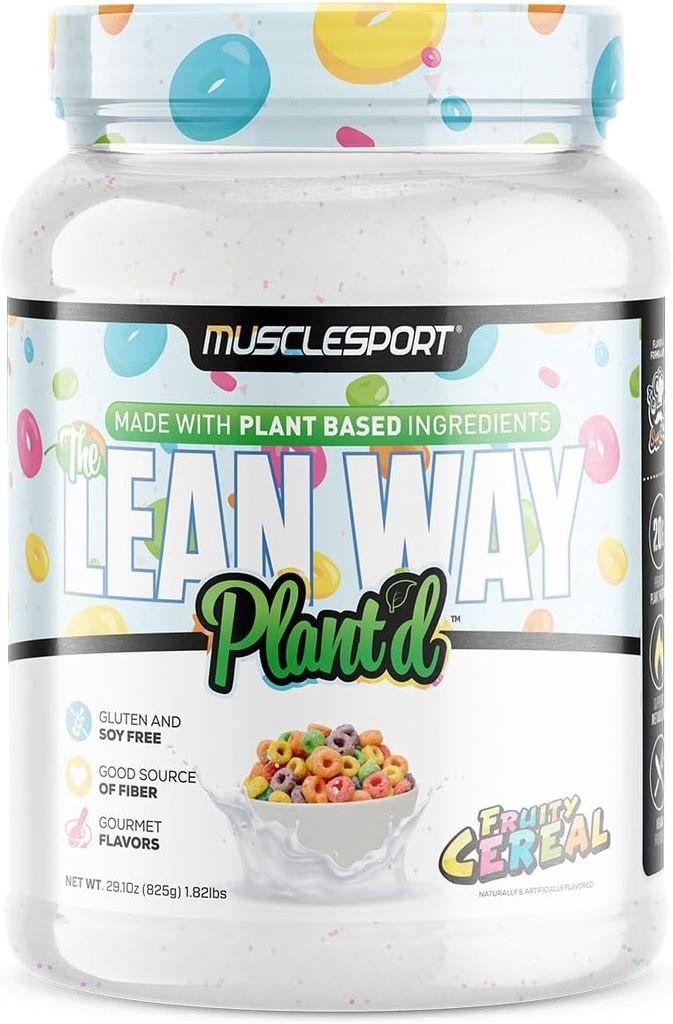 Musclesport Lean Way Plant Protein - Pea Protein og Brown Rice Protein Blend, med tilføjet CLA, MCT og L- Carnitin - 20 Servere (Fruity cereal)