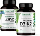 D3 + K2 (60 Caps) & Zink 25mg (90 Caps) - Knoglehygiejne, hjertestøtte, immunstøtte, fordøjelsessundhed, oxiderende stress support - Gluten- Free