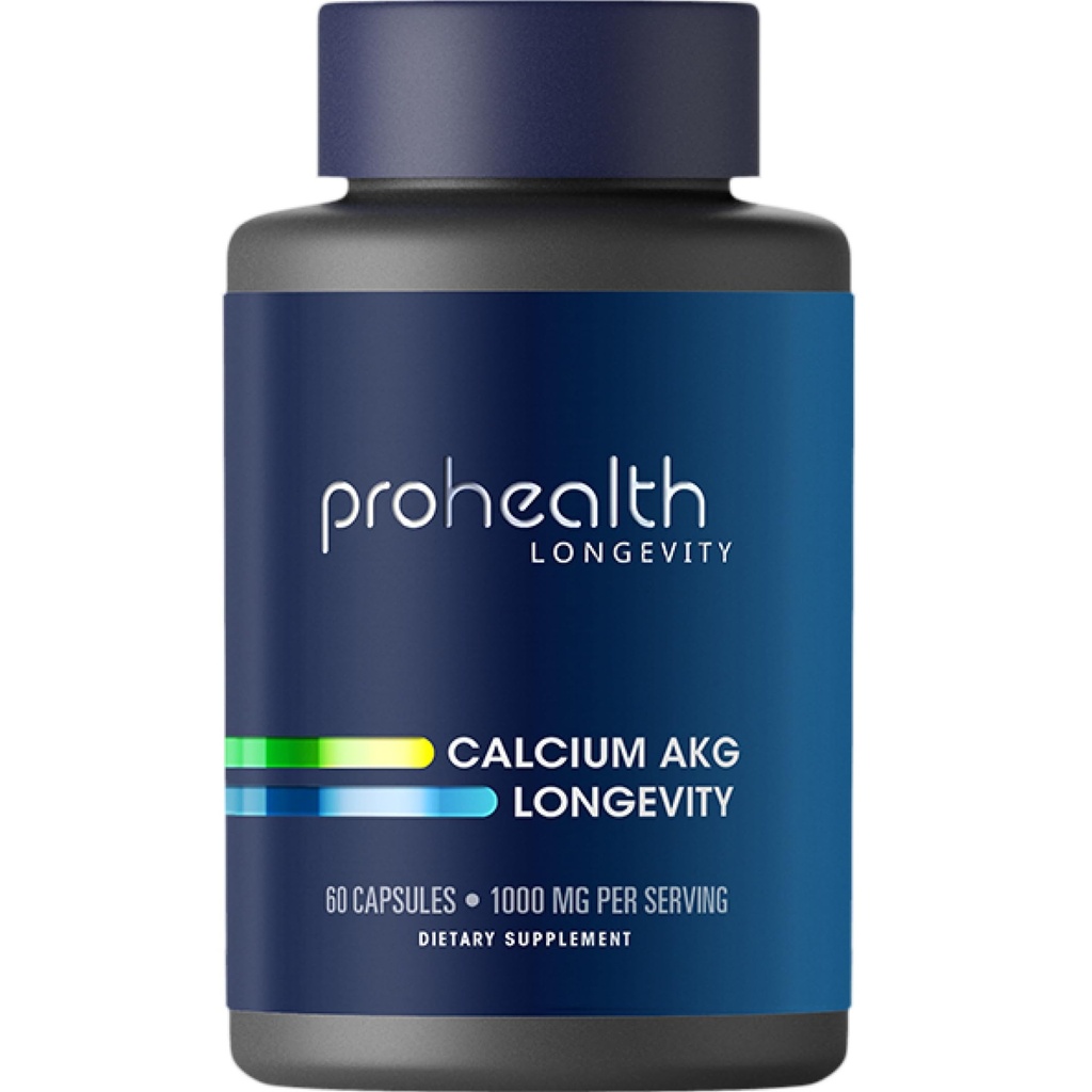 ProHealth, Ca AKG supplement (Alpha Ketoglutarat) (1. 000 mg per 2 Kapselservicering, 60 kapsler). Understøtter stofskiftefunktion og sund aldring processer.