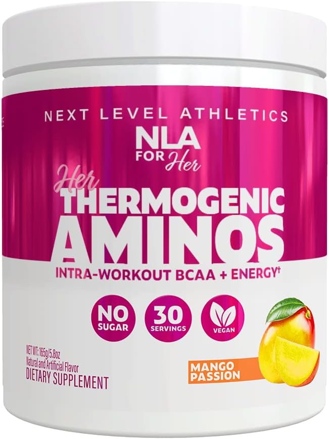 Hendes termogene Amino Kvinder Pre Post & Intra Workout Booster (Mango Passion, 30 Servering) w BCAA Essential Aminosyrer, Koffein, & Electrolytes- Max din workouts w Sugar Free