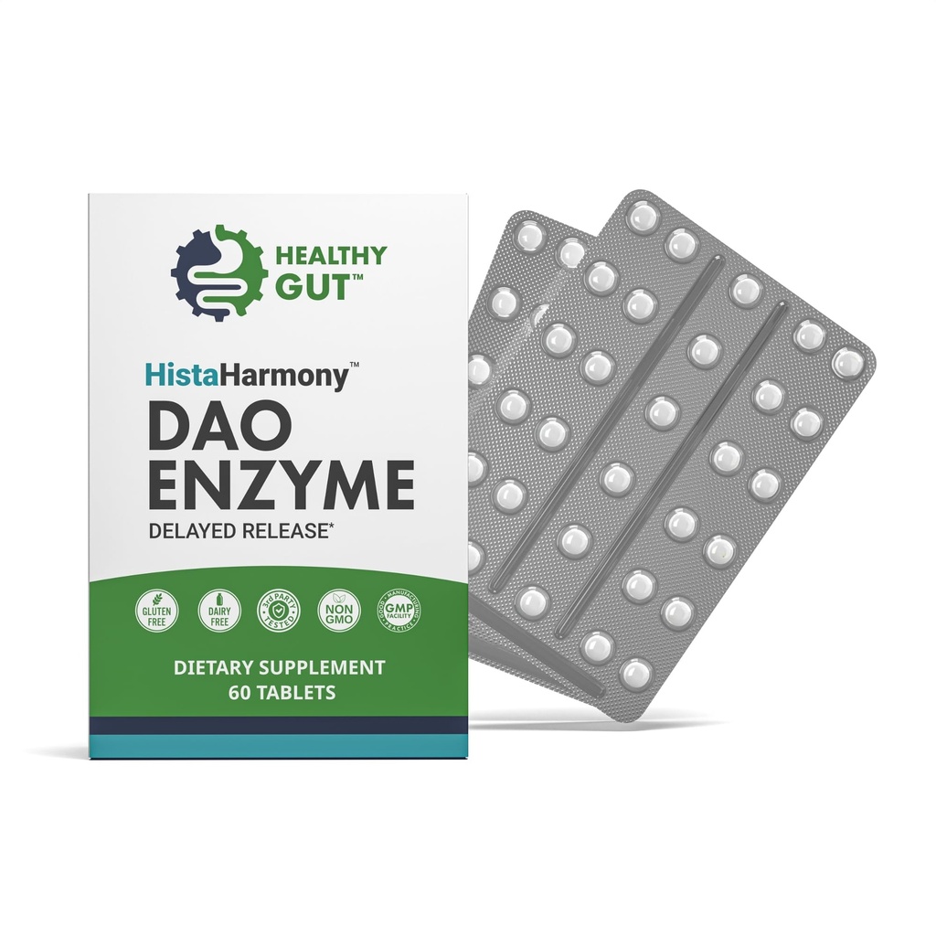 Sund Gut HistaHarmony; Forsinket Release DAO Enzyme Supplement # 124; 30.000 HDU Diamin oxidase Histamin Blocking- 124; 60 Serveringer