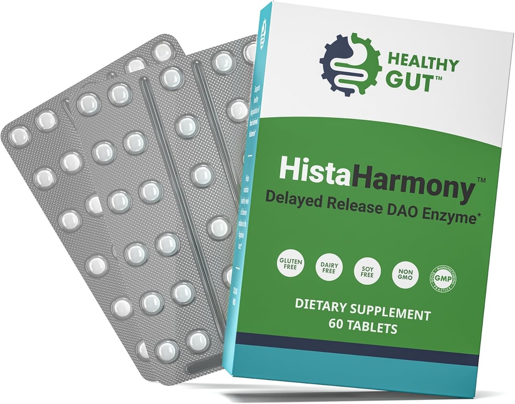 Sund Gut HistaHarmony; Forsinket Release DAO Enzyme Supplement # 124; 30.000 HDU Diaminoxidase Histamin Blocking- 124; 60 Serveringer