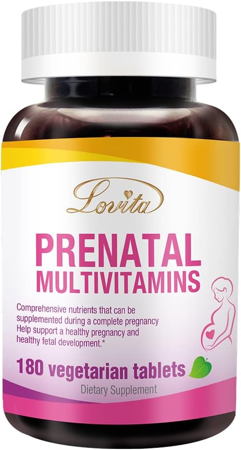 Lovita Prenatal Multivitaminer - Omfattende ernæringsstøtte til før, under og efter graviditet - 180 vegetariske tabletter