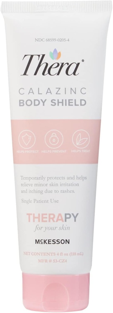 McKessons Thera Calazinc Body Shield, Calamin med Zink Cream -Skin Barrier Salve til Eksem, Psoriasis, ble Udslæt - 4 oz. Rør, 1 tæller