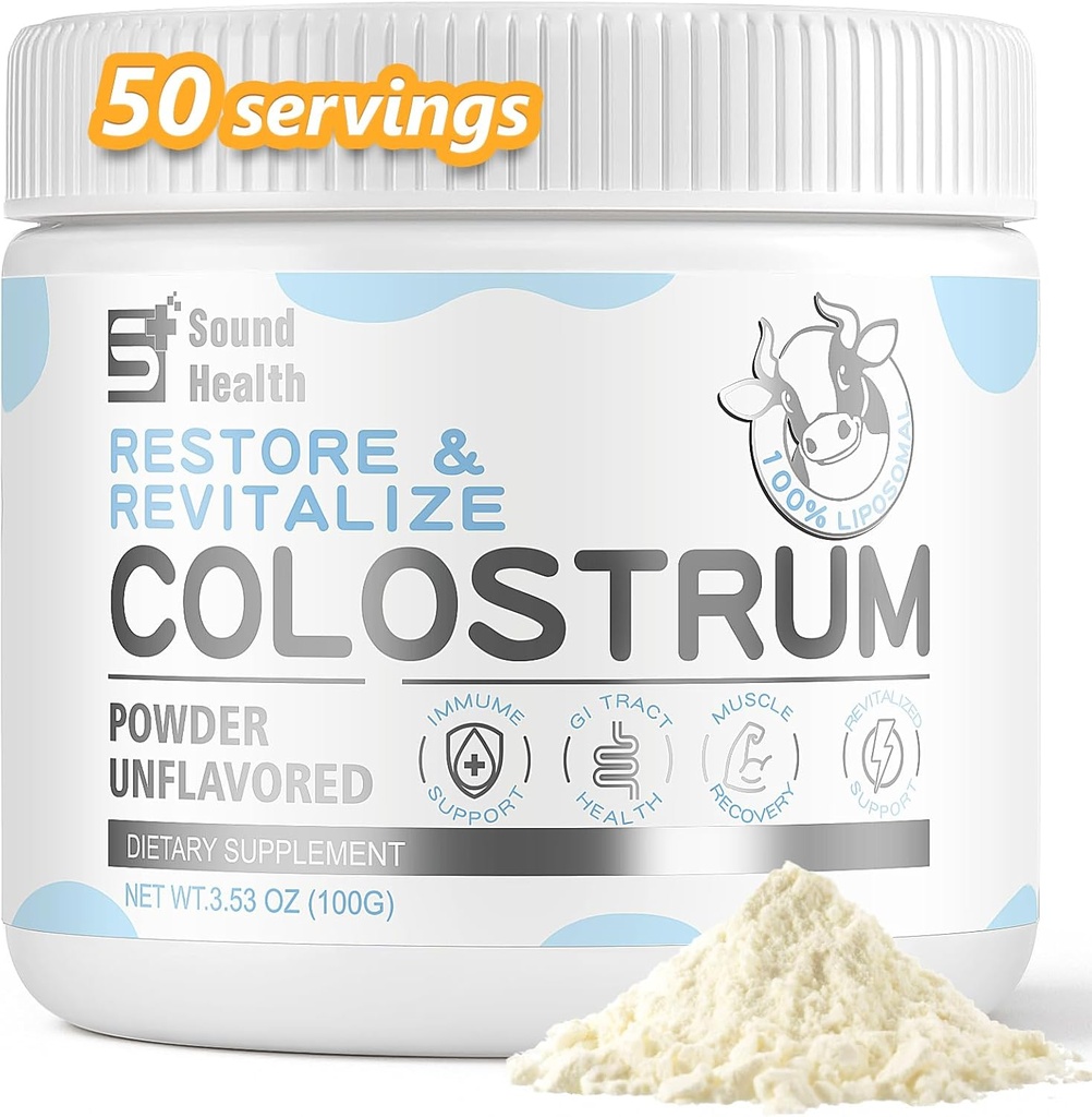Colostrum Supplement Pulver til mennesker - Økologisk Bovin Colostrum Supplement til Gut Sundhed, og immunforsvar - Unflavored (73 Servere)
