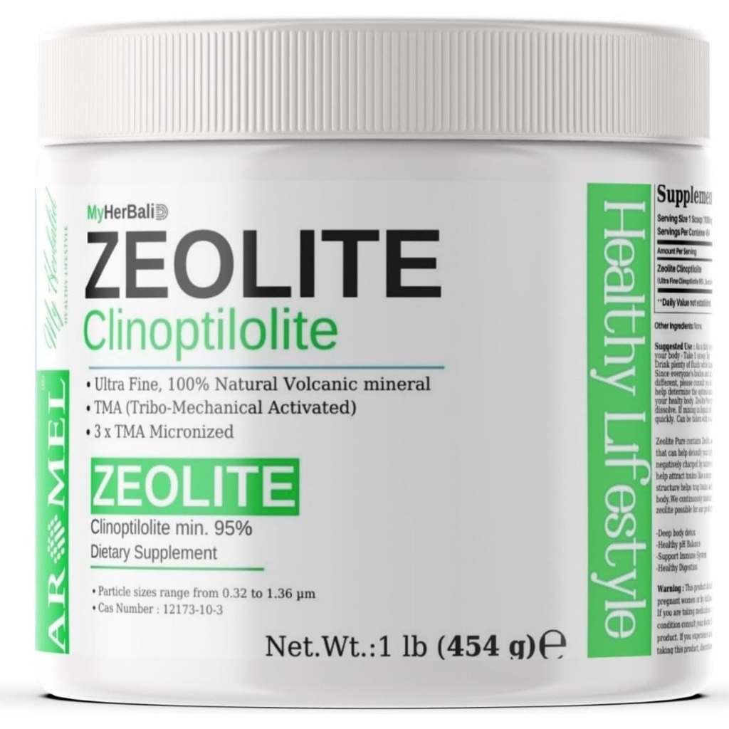 Zeolite Powder Dex124; 1 Pund - 454 g Dex124; Ultra FINE Less- Than 1 µm Dex124; Clinoptilolite 95% Dex124; 3X Aktiveret Dextible 124; Safe, Gentle, & Effektiv Energi Dex124; Original Zeolite Powder (454 Servere) Dex124; Myherbalid